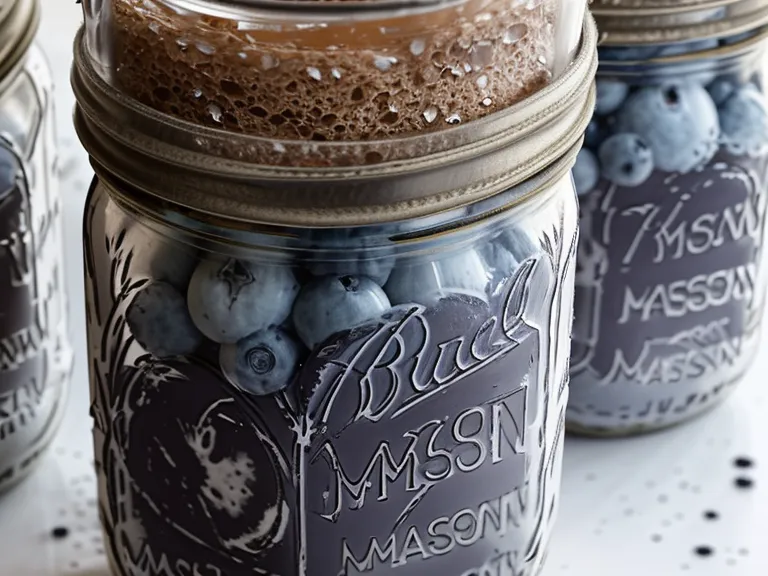 Close-up of healthy ingredients being layered in a mason jar.